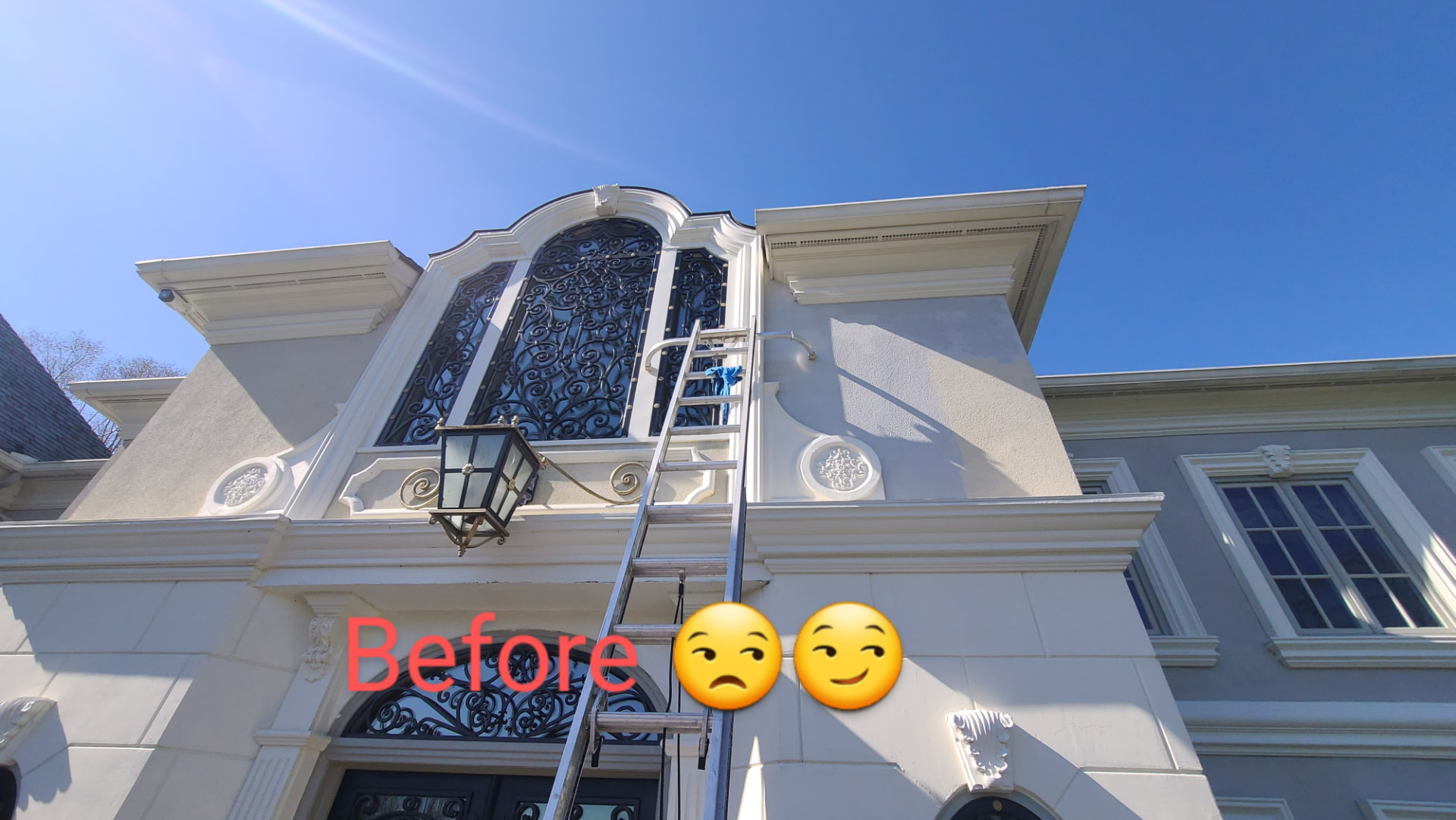 Before — Stucco estate front elevation